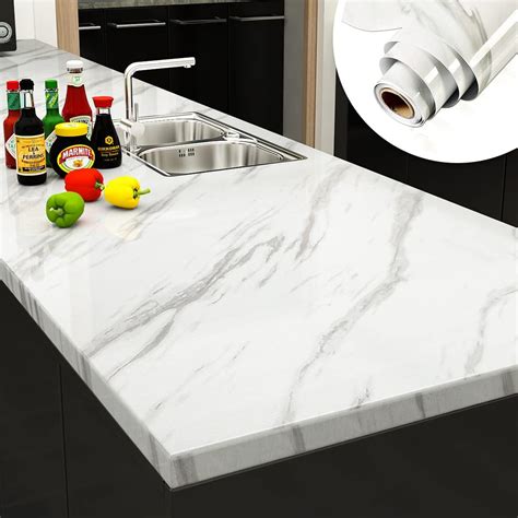 7&215;79 Thick, Easy to Clean & Install WhiteGold. . Marble countertop paper